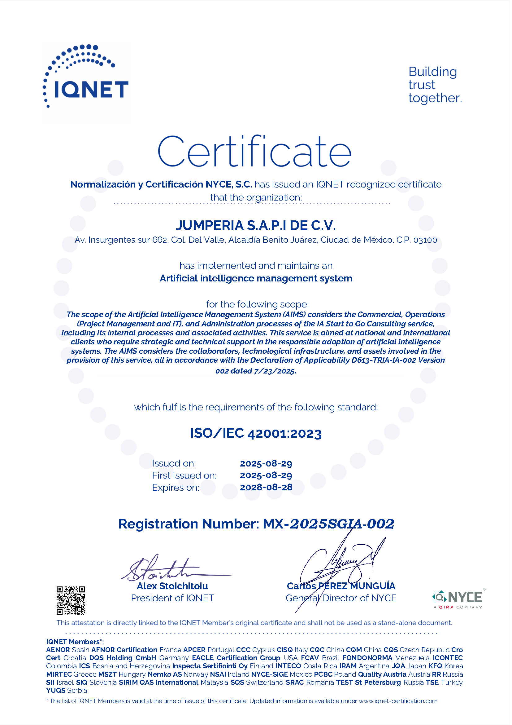 IQNET - RECOGNIZED CERTIFICATION